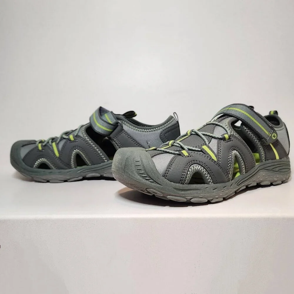 Merrell Unisex Child Hydro 2 Sandals Water Shoes Velcro Size 6 Green Gray